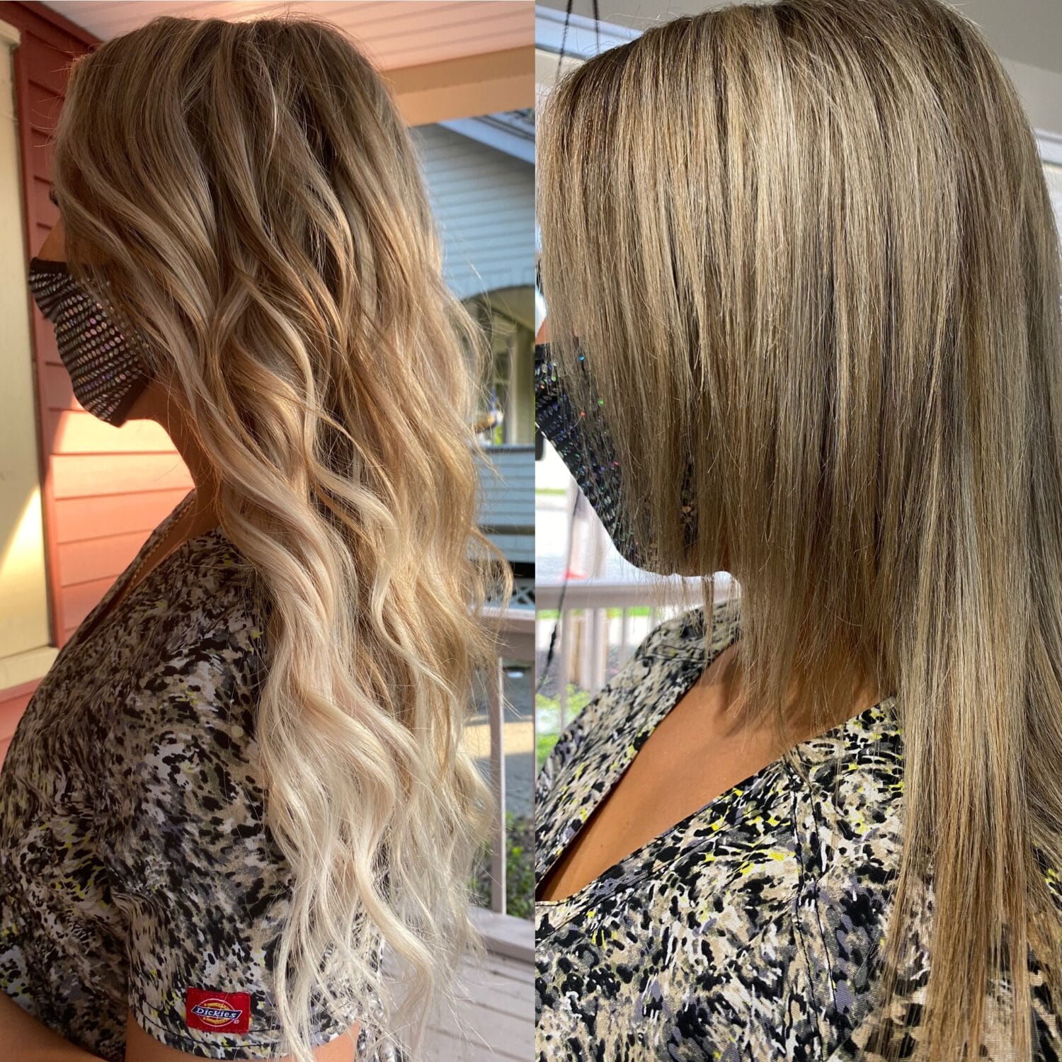 Stunning blonde hair transformation before and after at YOLOve beauty salon in Dartmouth Nova Scotia