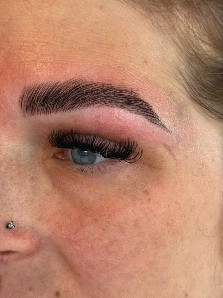 Beautiful brow lamination and lash lift results at YOLOve beauty salon in Dartmouth Nova Scotia